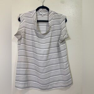 CAbi Black and White Striped Blouse